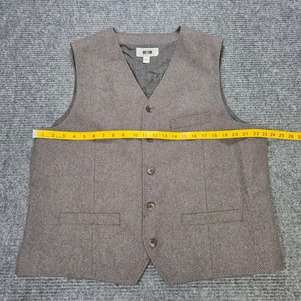 Joseph Abboud Wool Blend Button Front Dress Vest Men's XXL Brown Herringbone